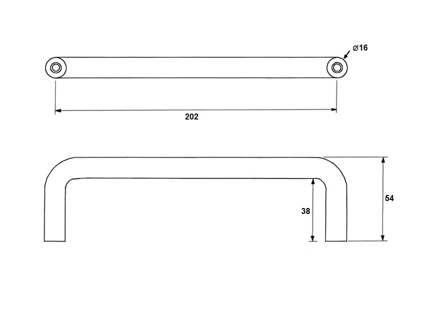 202mm Hollow Pull Handle in Satin Stainless Steel