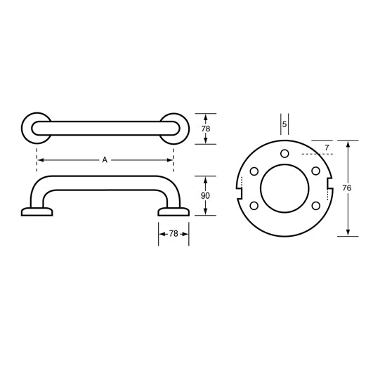 800mm Straight Grab Rail