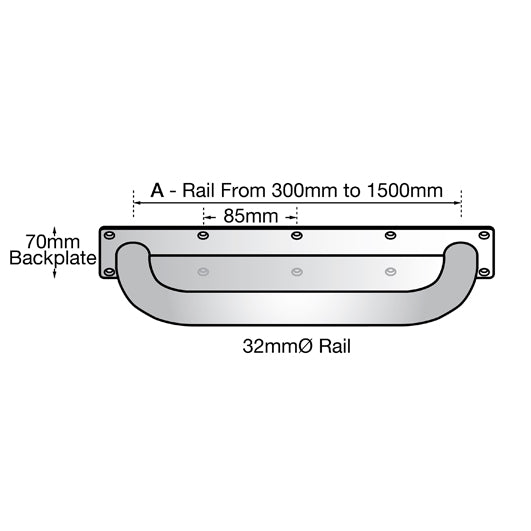 750mm Anti-Ligature Straight Grab Rail in Satin Stainless Steel