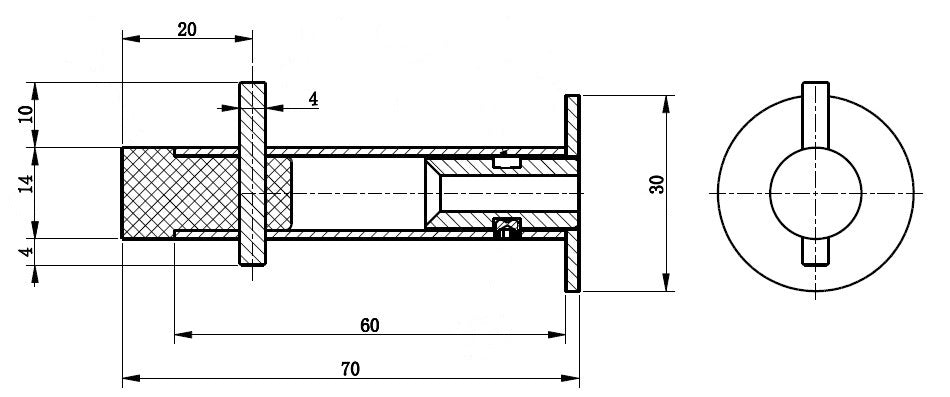 Coat Hook with Bumper - Concealed Fix in Satin Stainless Steel 30mmW x 35mm x 65mmD