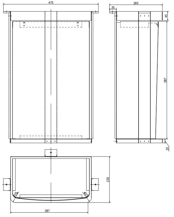 Paper Towel Dispenser & Waste Receptacle - Recessed in Satin Stainless Steel 438mmW x 1420mmH x 237mmD