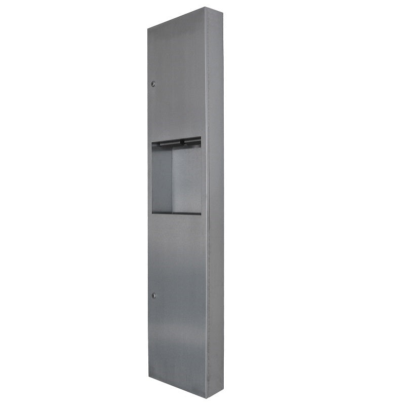 Paper Towel Dispenser & Waste Receptacle - Surface Mounted in Satin Stainless Steel 333mmW x 1397mmH x 155mmD
