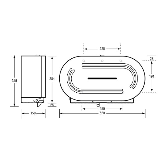 Double Jumbo Toilet Paper Dispenser in Designer Black