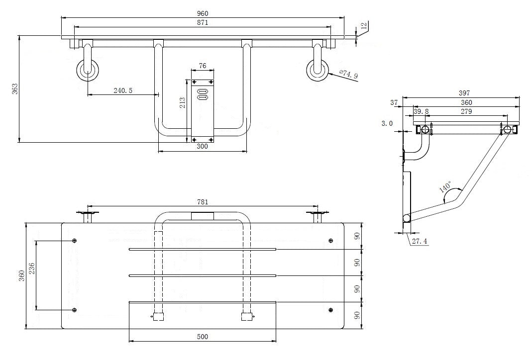 Accessible Folding Shower Seat - Phenolic