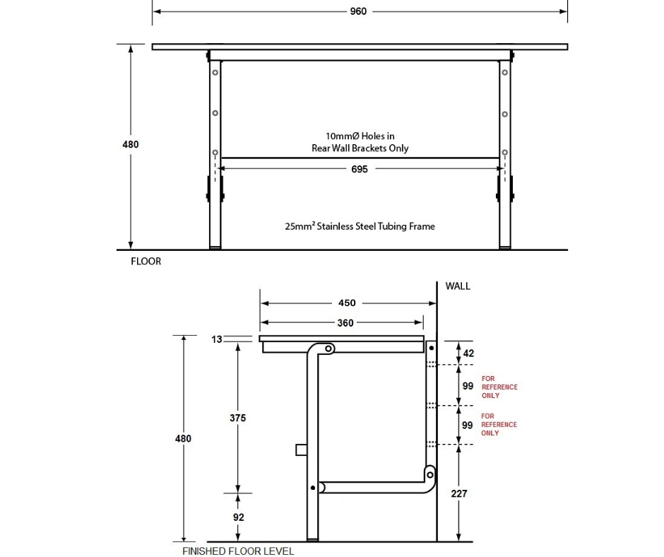 Changing Places Folding Shower Seat with Handle - Phenolic
