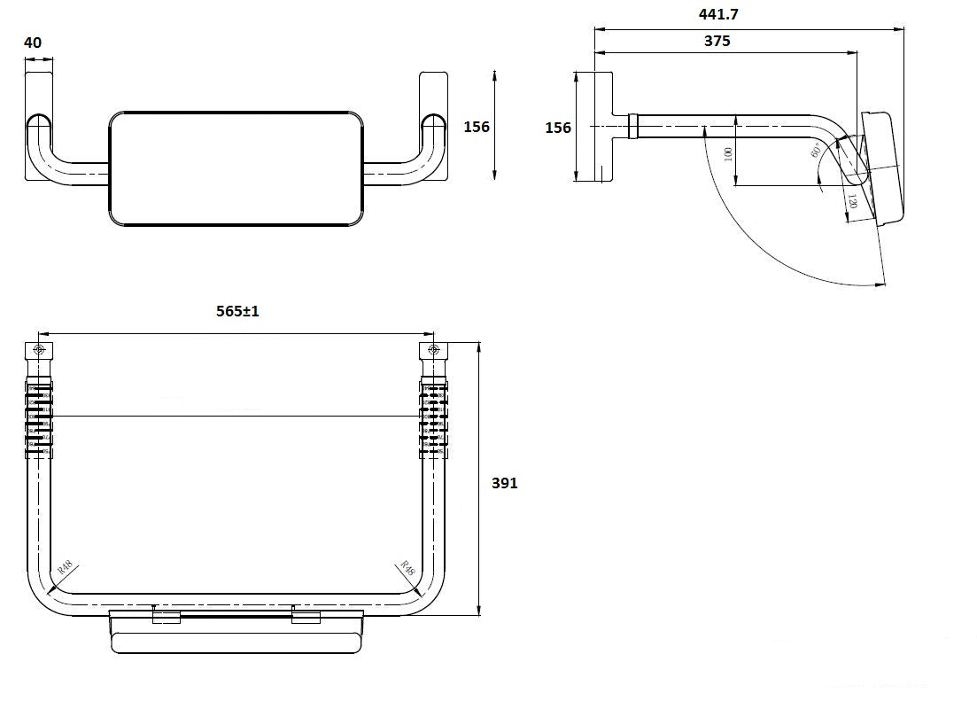Curved Rail Padded Backrest in Designer Black