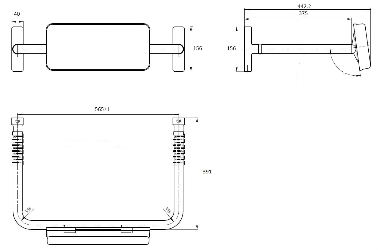Straight Rail Padded Backrest Antimicrobial