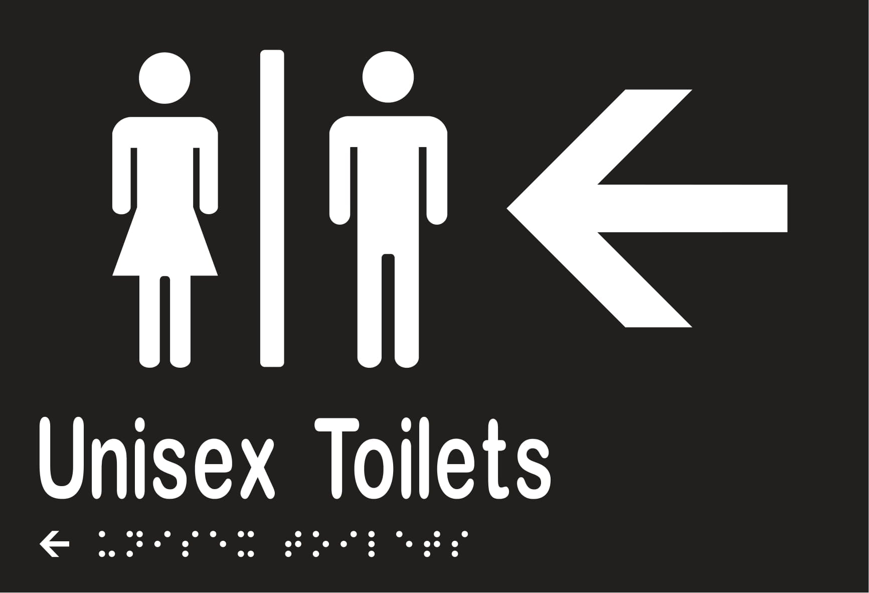 Unisex Toilets Divided & Left Arrow Braille