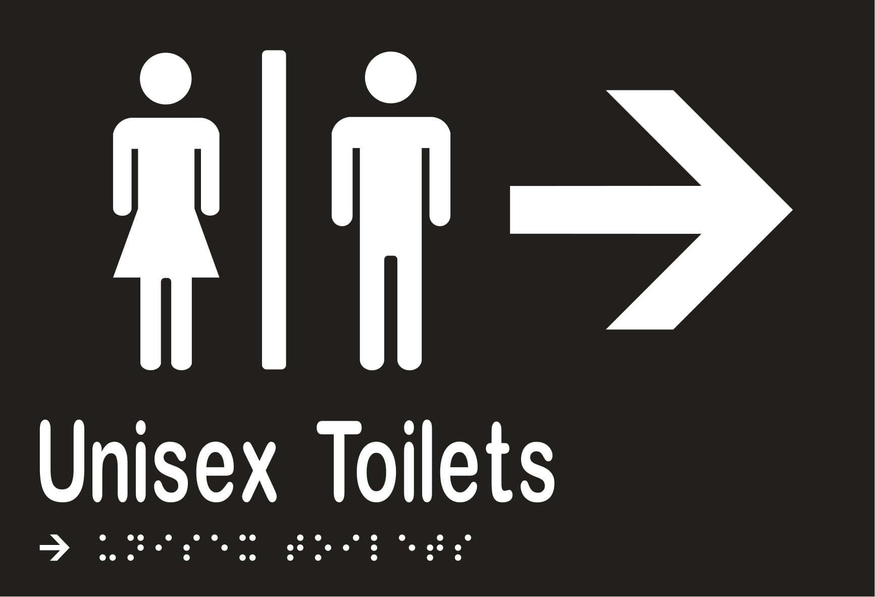 Unisex Toilets Divided & Right Arrow Braille