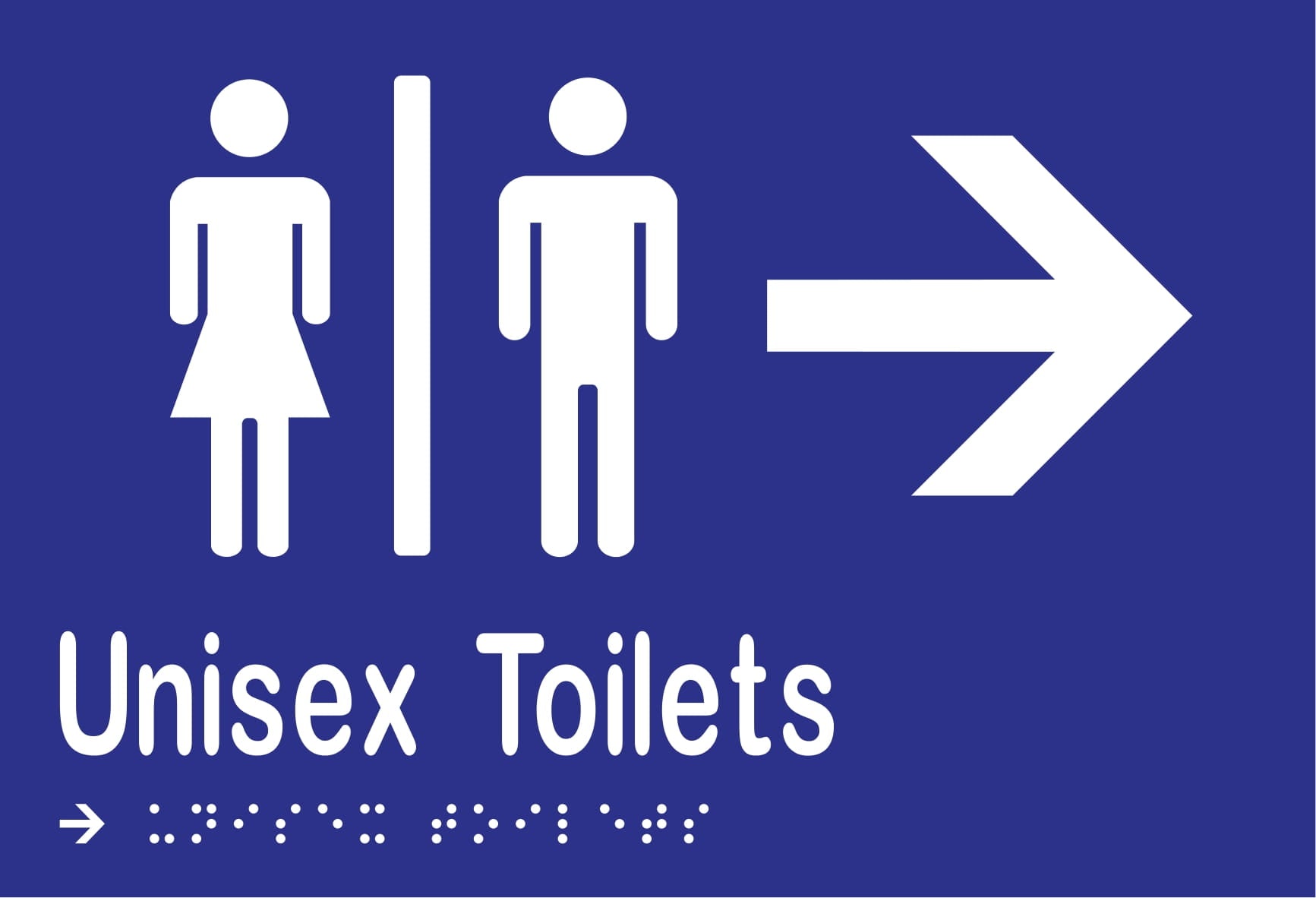 Unisex Toilets Divided & Right Arrow Braille 220mmW x 150mmH