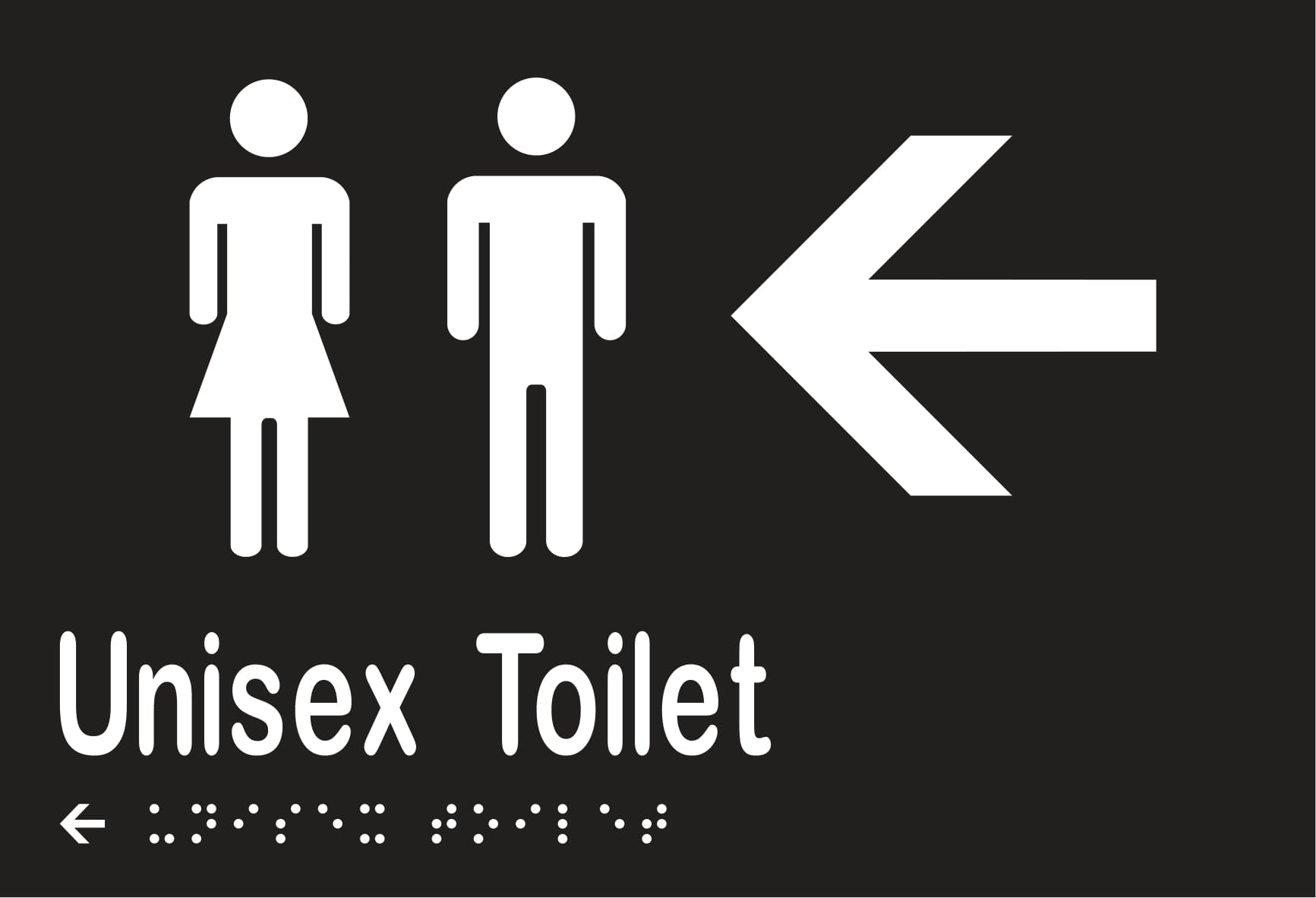 Unisex Toilet & Left Arrow Braille 220mmW x 150mmH