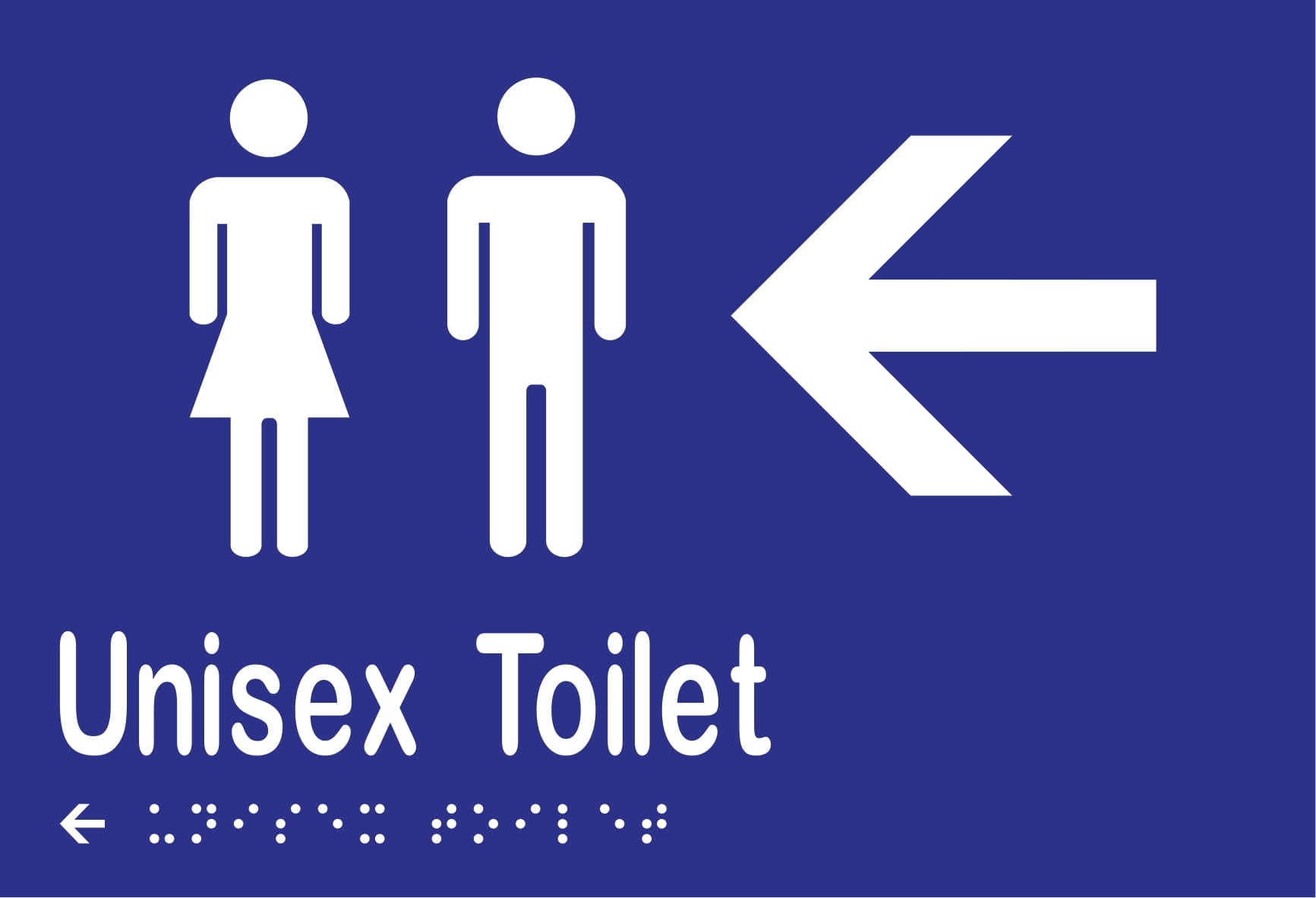 Unisex Toilet & Left Arrow Braille 220mmW x 150mmH