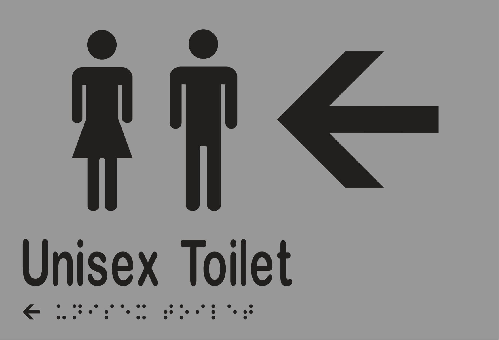 Unisex Toilet & Left Arrow Braille 220mmW x 150mmH
