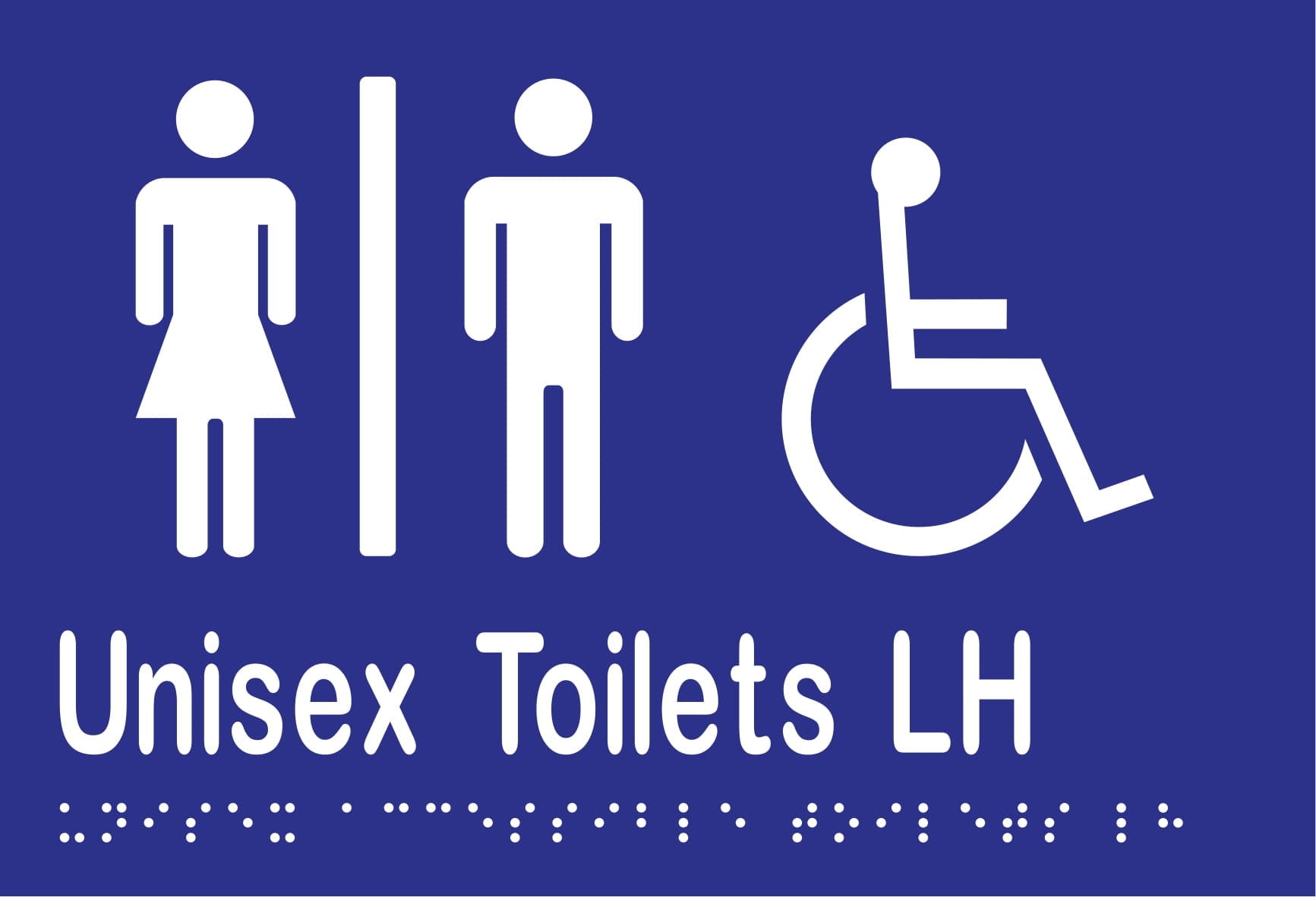 Unisex Accessible Toilets Divided LH Braille 220mmW x 150mmH