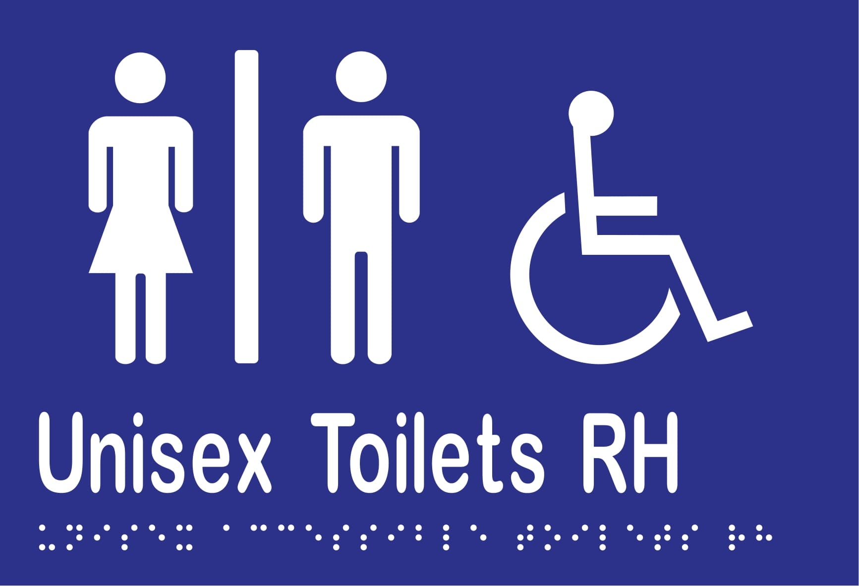 Unisex Accessible Toilets Divided RH Braille 220mmW x 150mmH