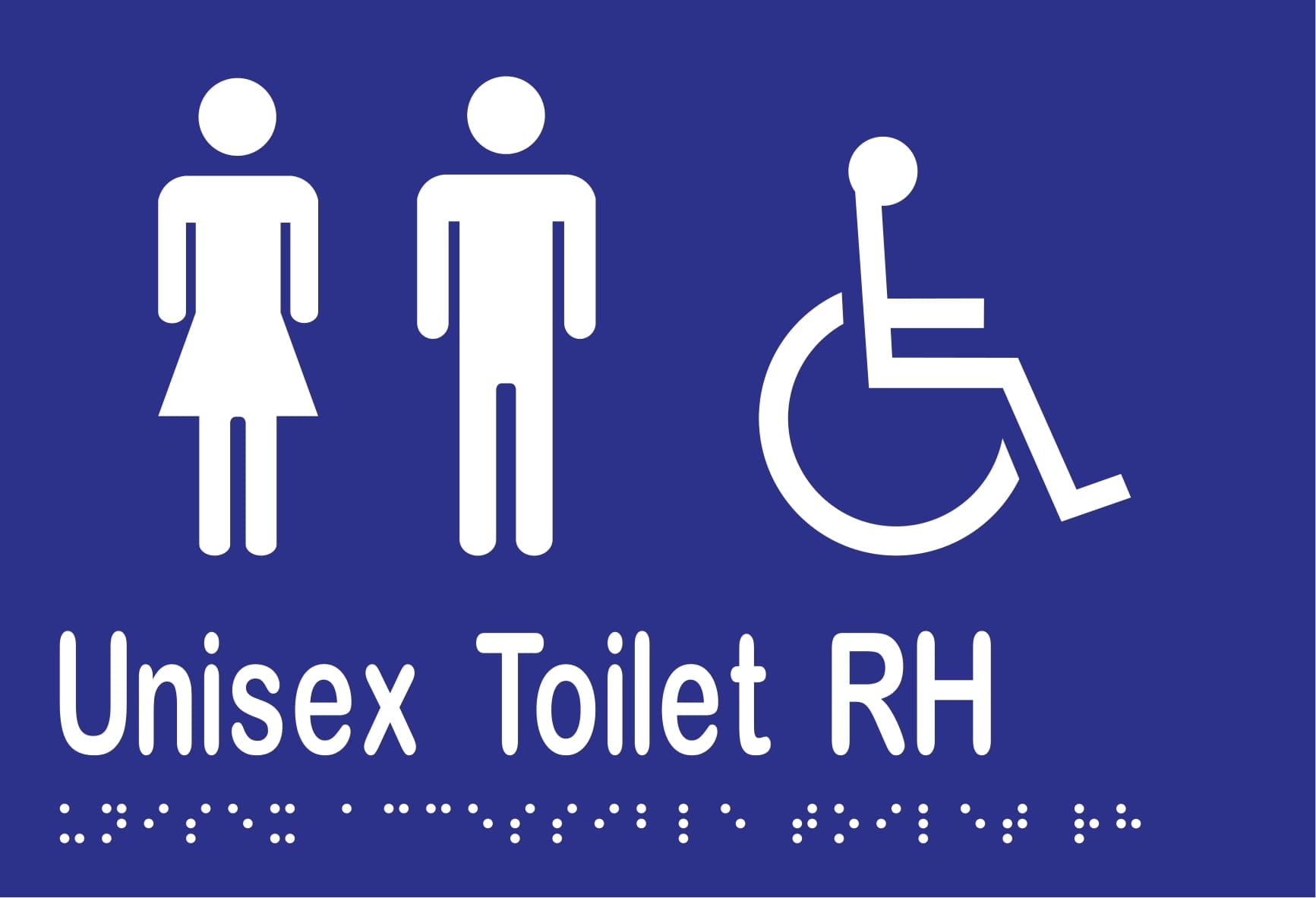 Unisex Accessible Toilet RH Braille 220mmW x 150mmH