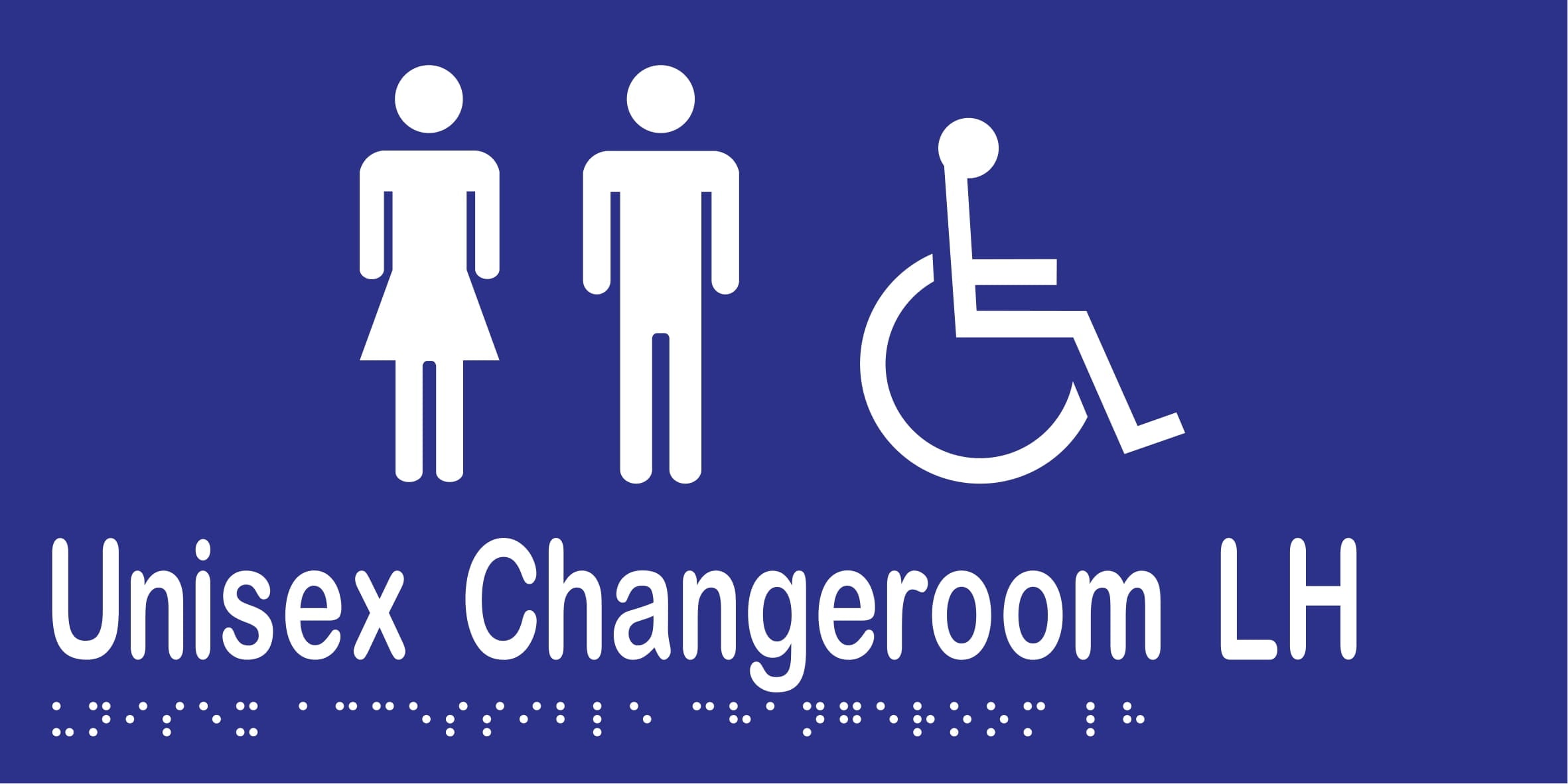 Unisex Accessible Changeroom LH Braille 300mmW x 150mmH