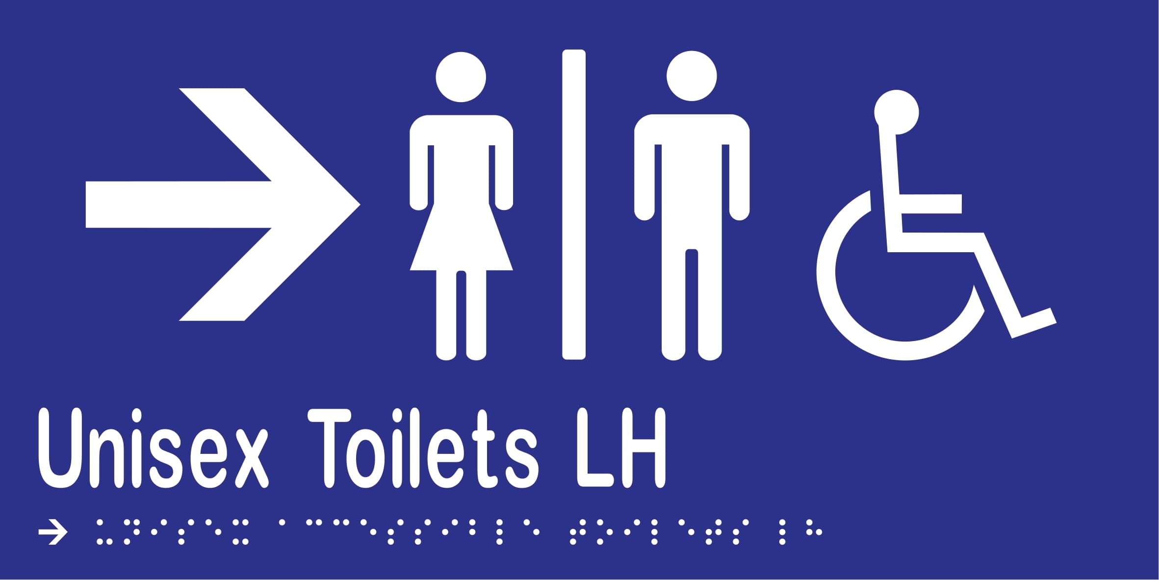 Unisex Accessible Toilets Divided LH & Right Arrow Braille 300mmW x 150mmH
