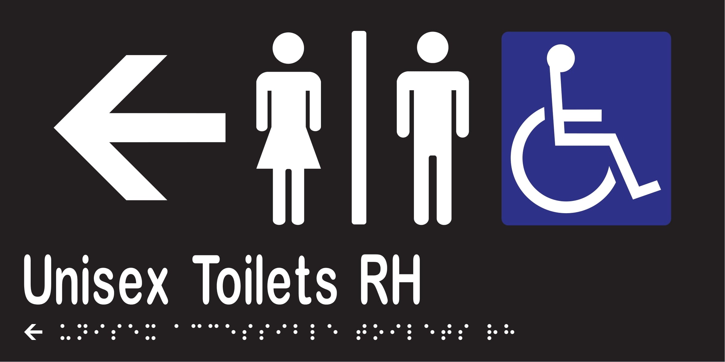 Unisex Accessible Toilets Divided RH & Left Arrow Braille