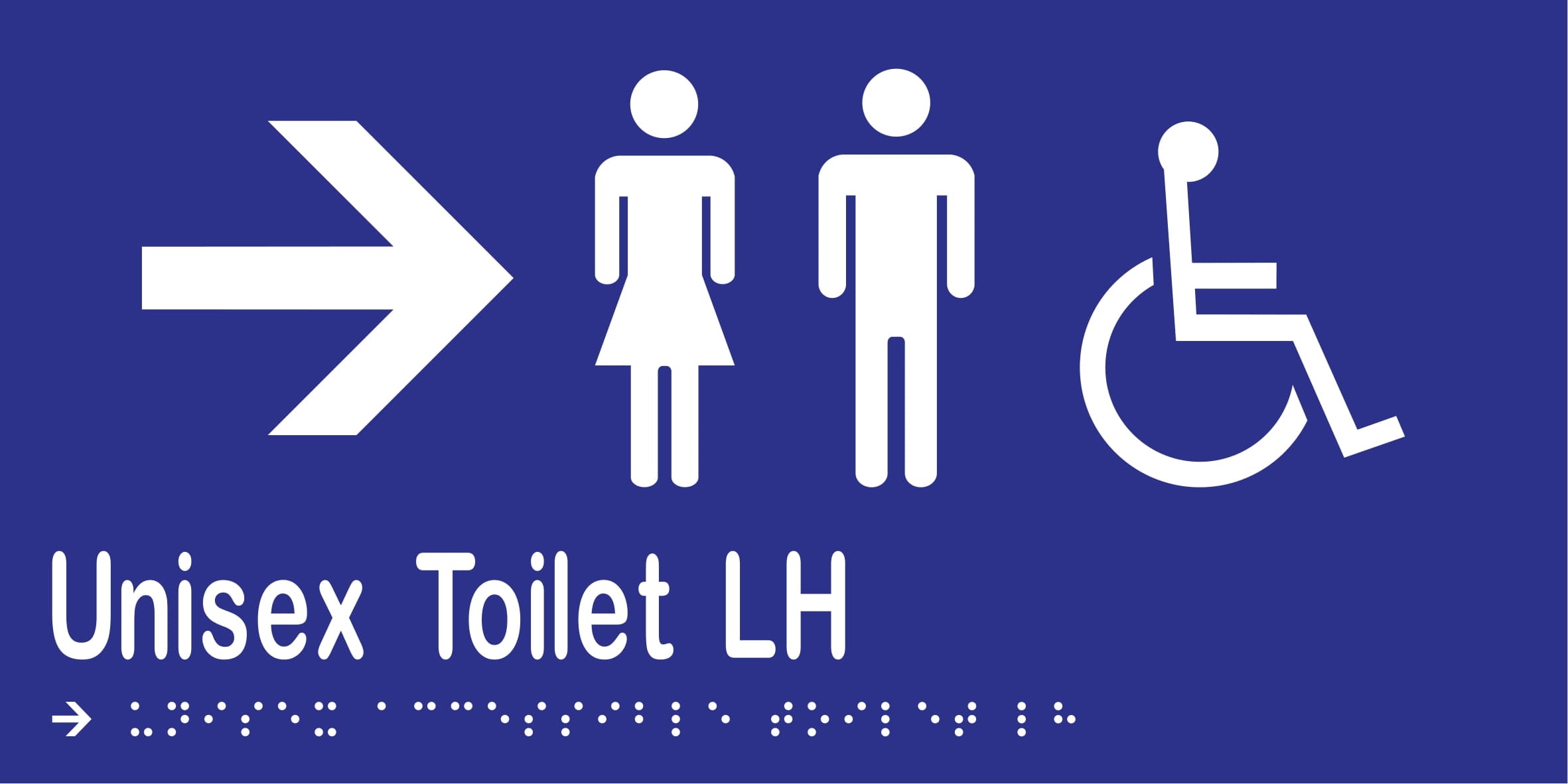 Unisex Accessible Toilet LH & Right Arrow Braille 300mmW x 150mmH