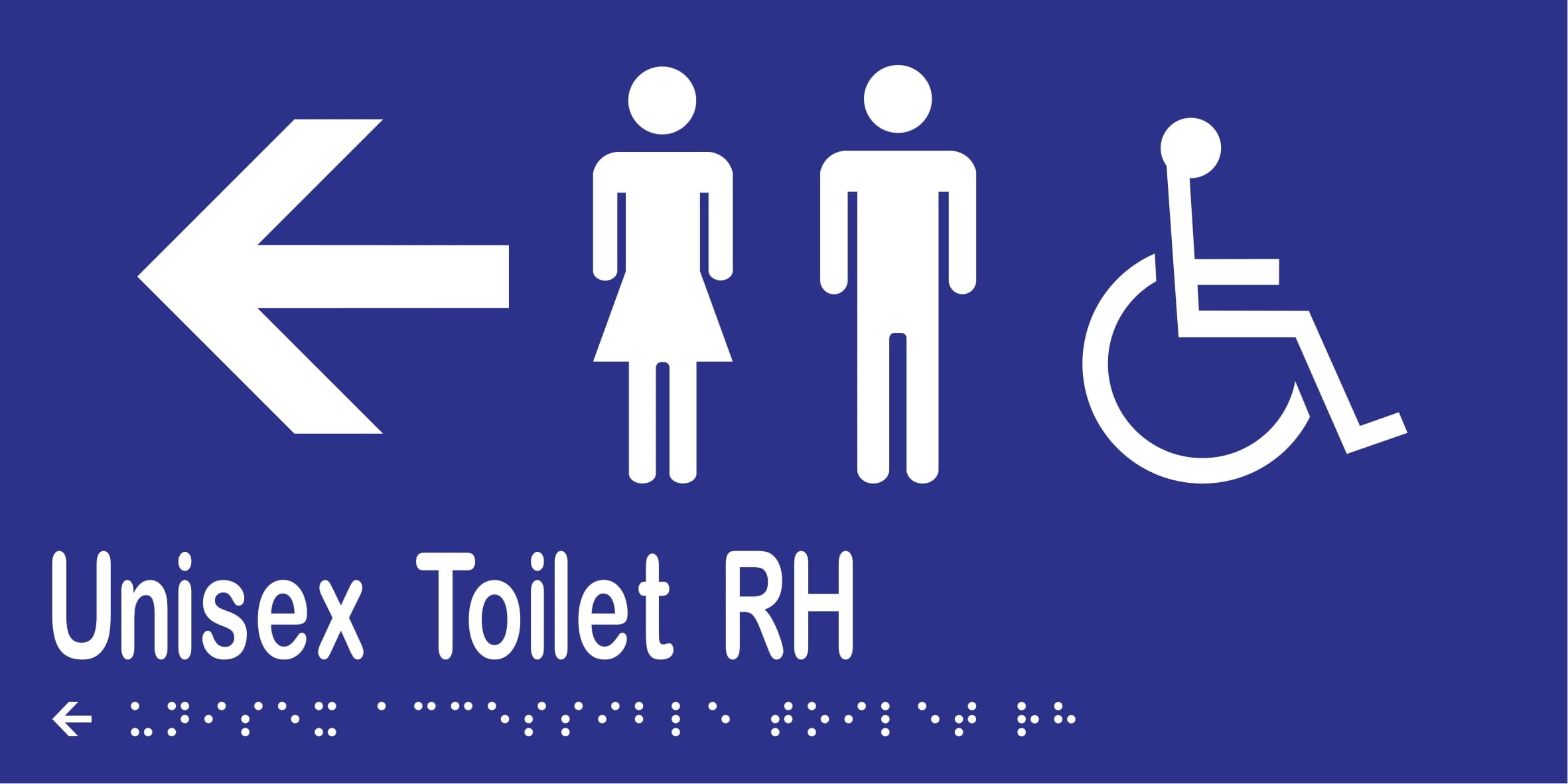Unisex Accessible Toilet RH & Left Arrow Braille 300mmW x 150mmH
