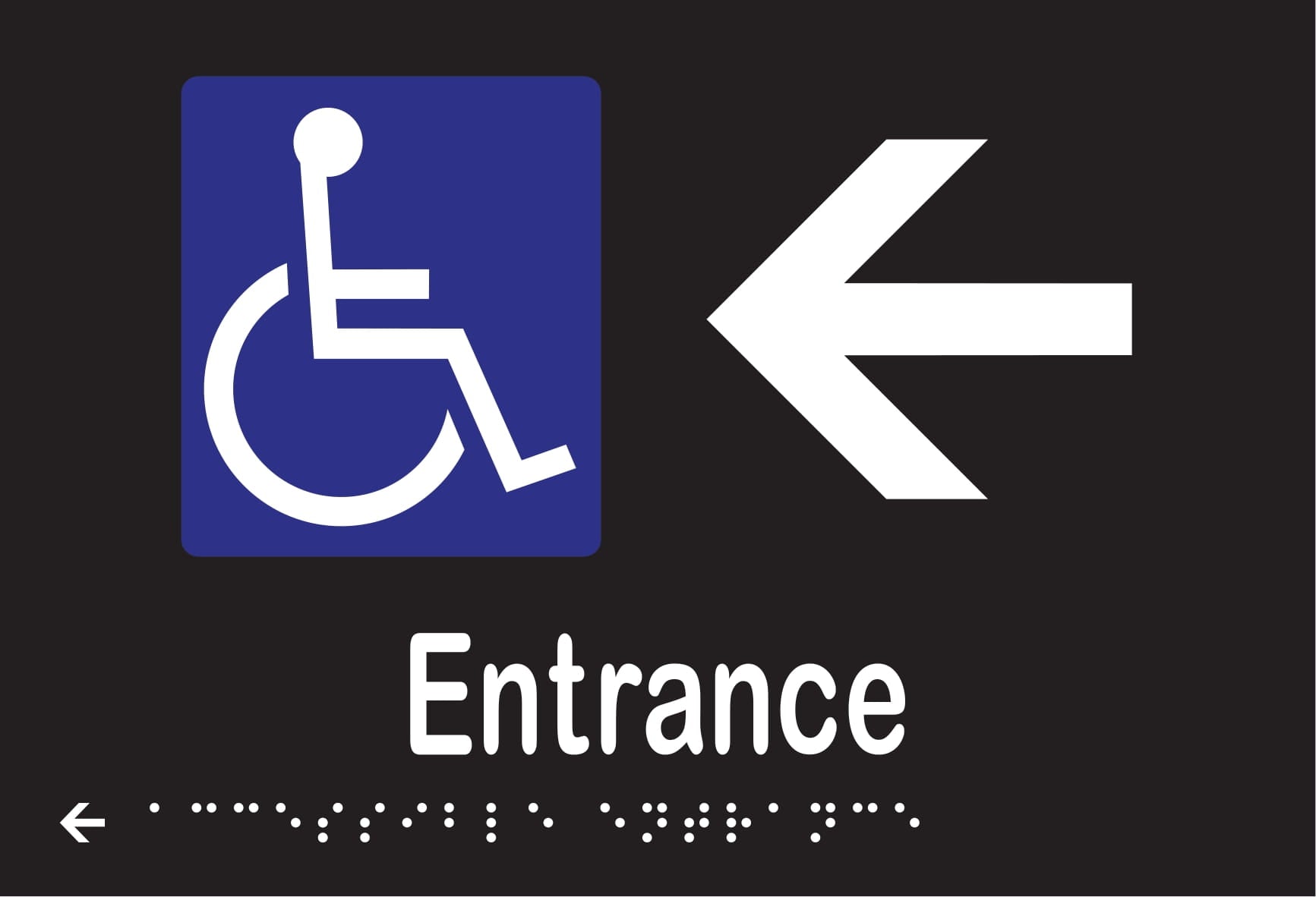 Accessible Entrance & Left Arrow Braille
