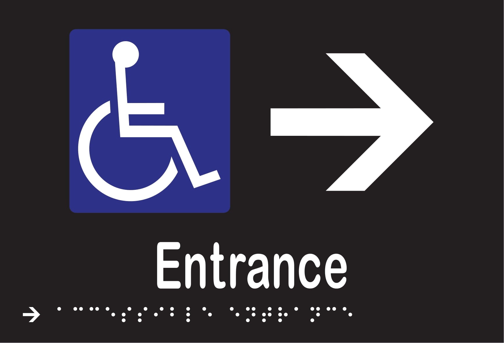 Accessible Entrance & Right Arrow Braille 220mmW x 150mmH