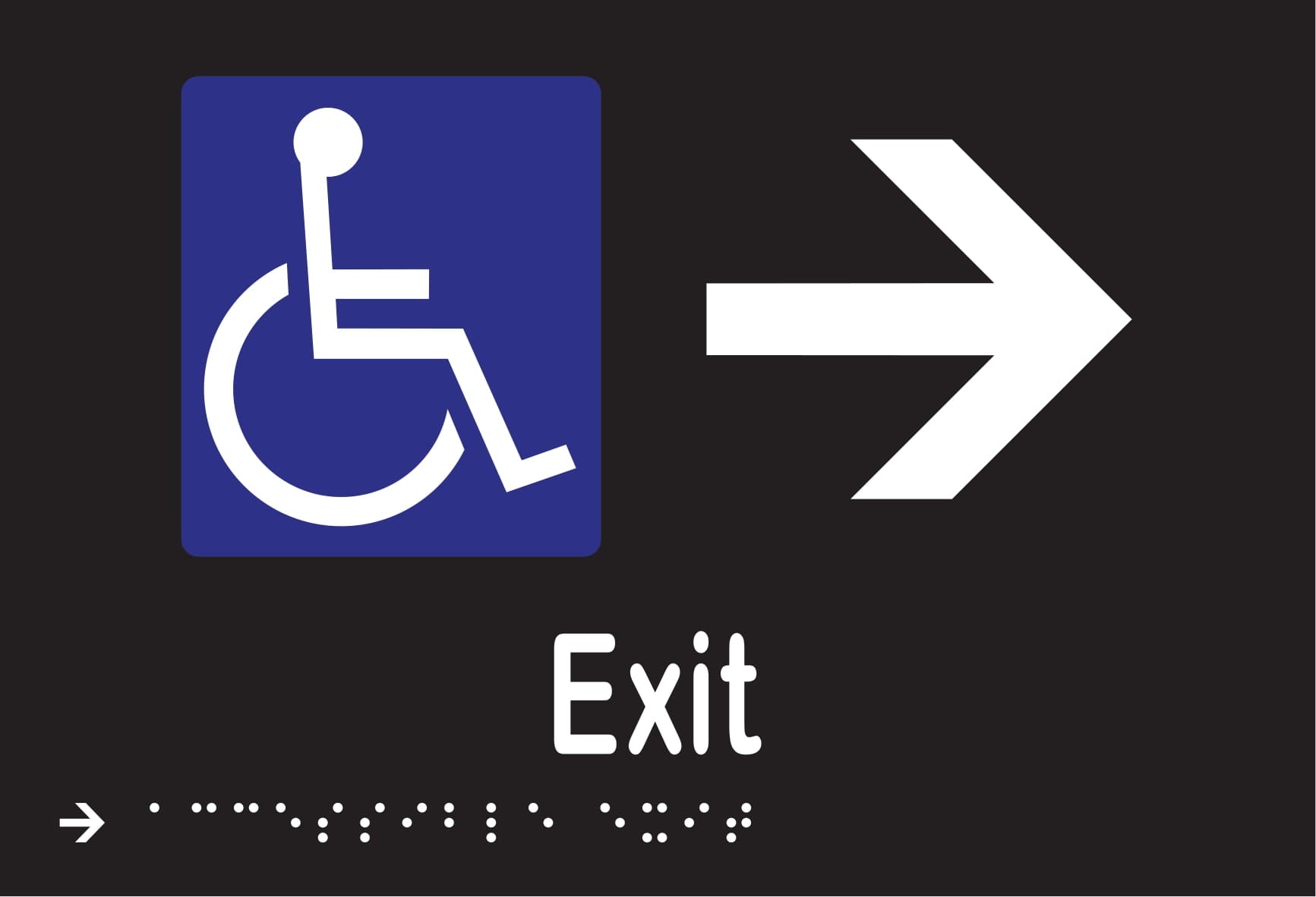 Accessible Exit & Right Arrow Braille 220mmW x 150mmH