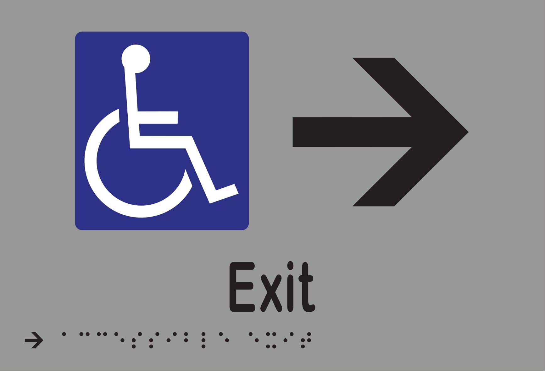 Accessible Exit & Right Arrow Braille 220mmW x 150mmH