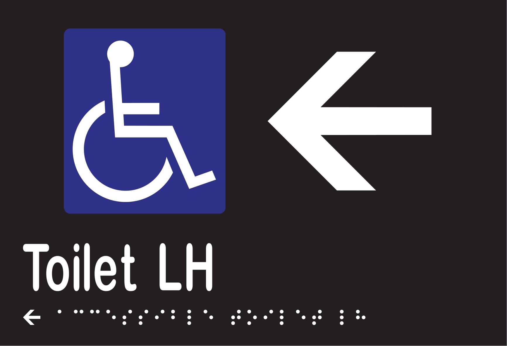 Accessible Toilet LH & Left Arrow Braille