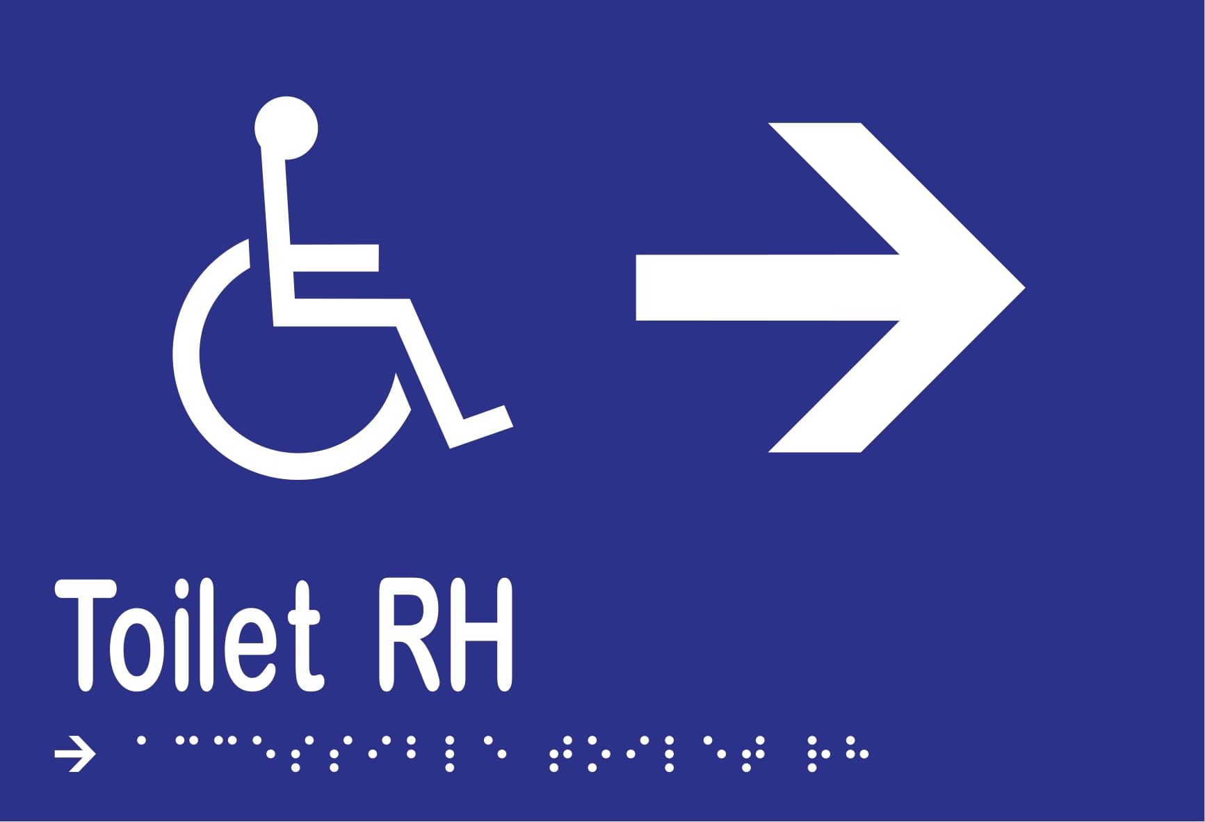 Accessible Toilet RH & Right Arrow Braille 220mmW x 150mmH
