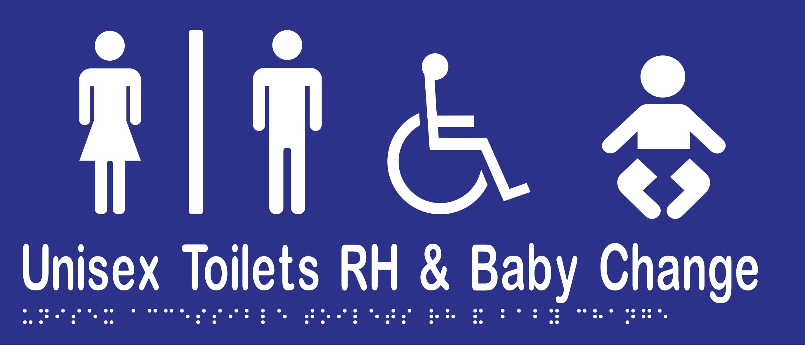 Unisex Accessible Toilets Divided RH & Baby Change Braille 350mmW x 150mmH