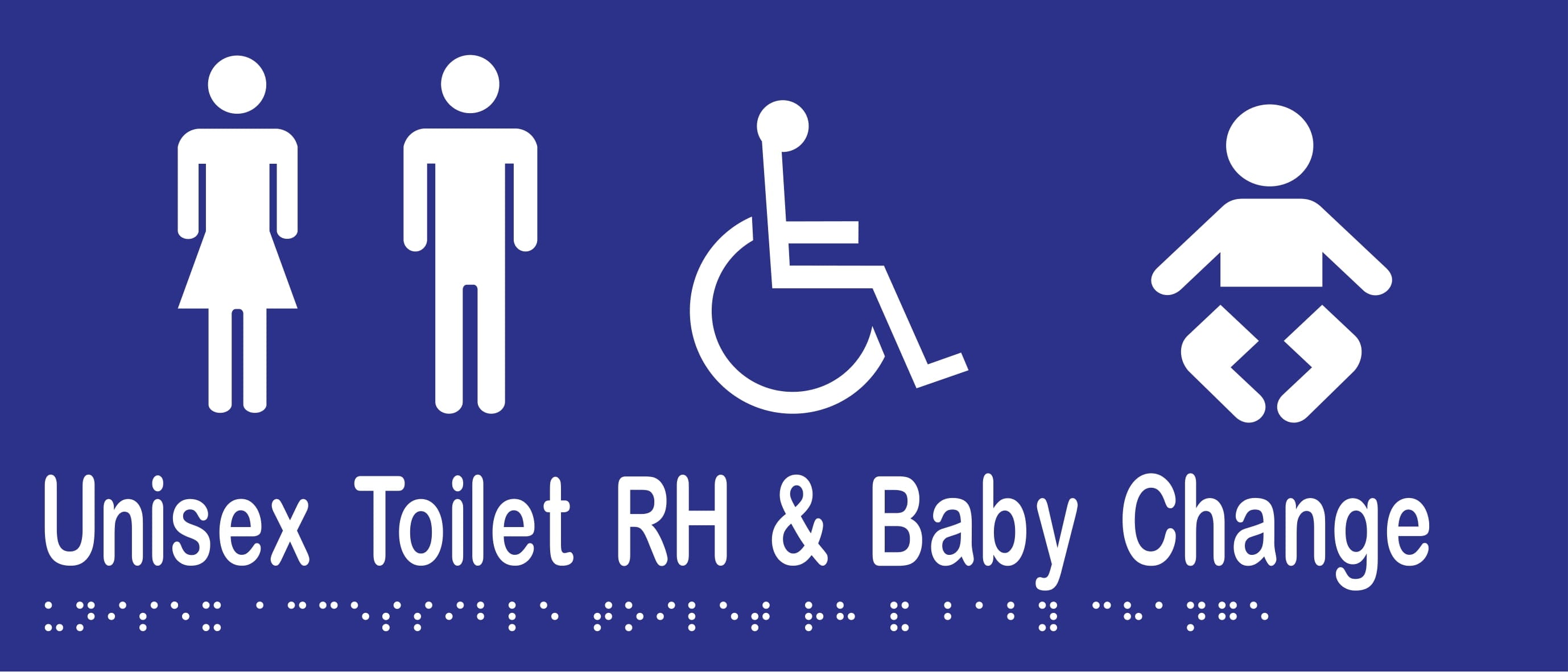 Unisex Accessible Toilet RH & Baby Change Braille 350mmW x 150mmH