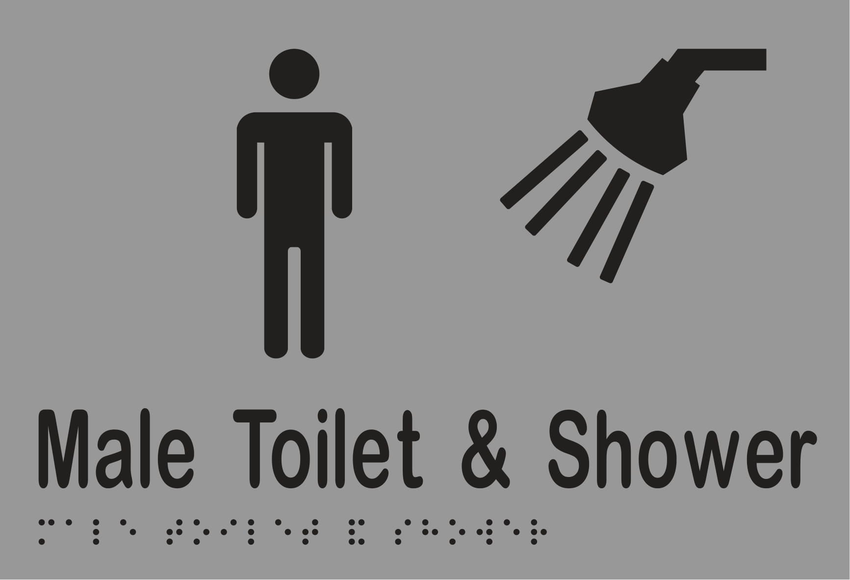 Male Toilet & Shower Braille 220mmW x 150mmH