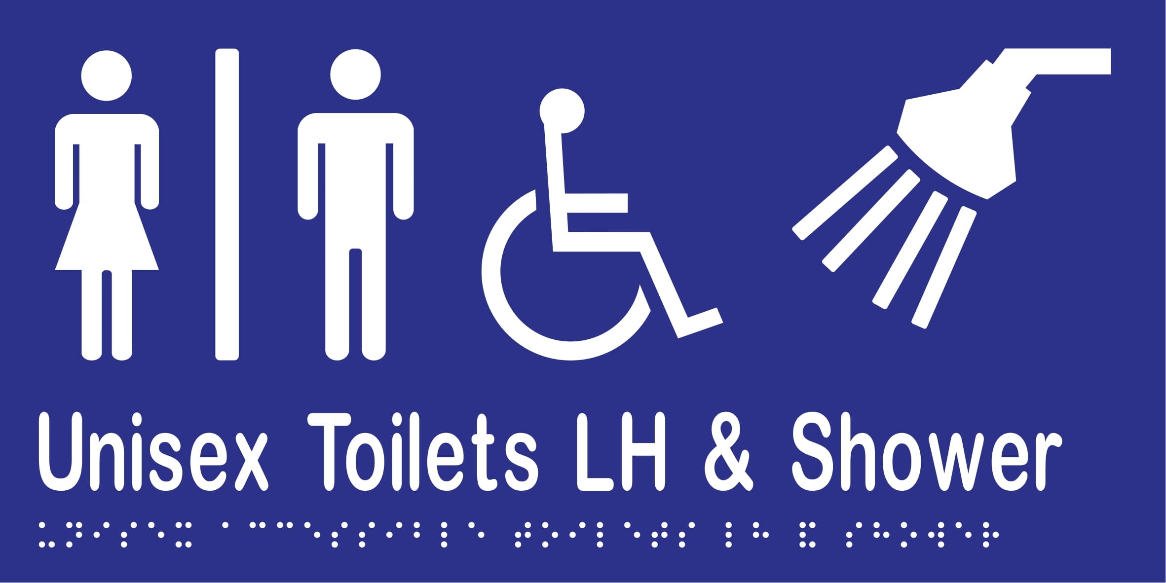 Unisex Accessible Toilet Divided LH & Shower Braille 300mmW x 150mmH