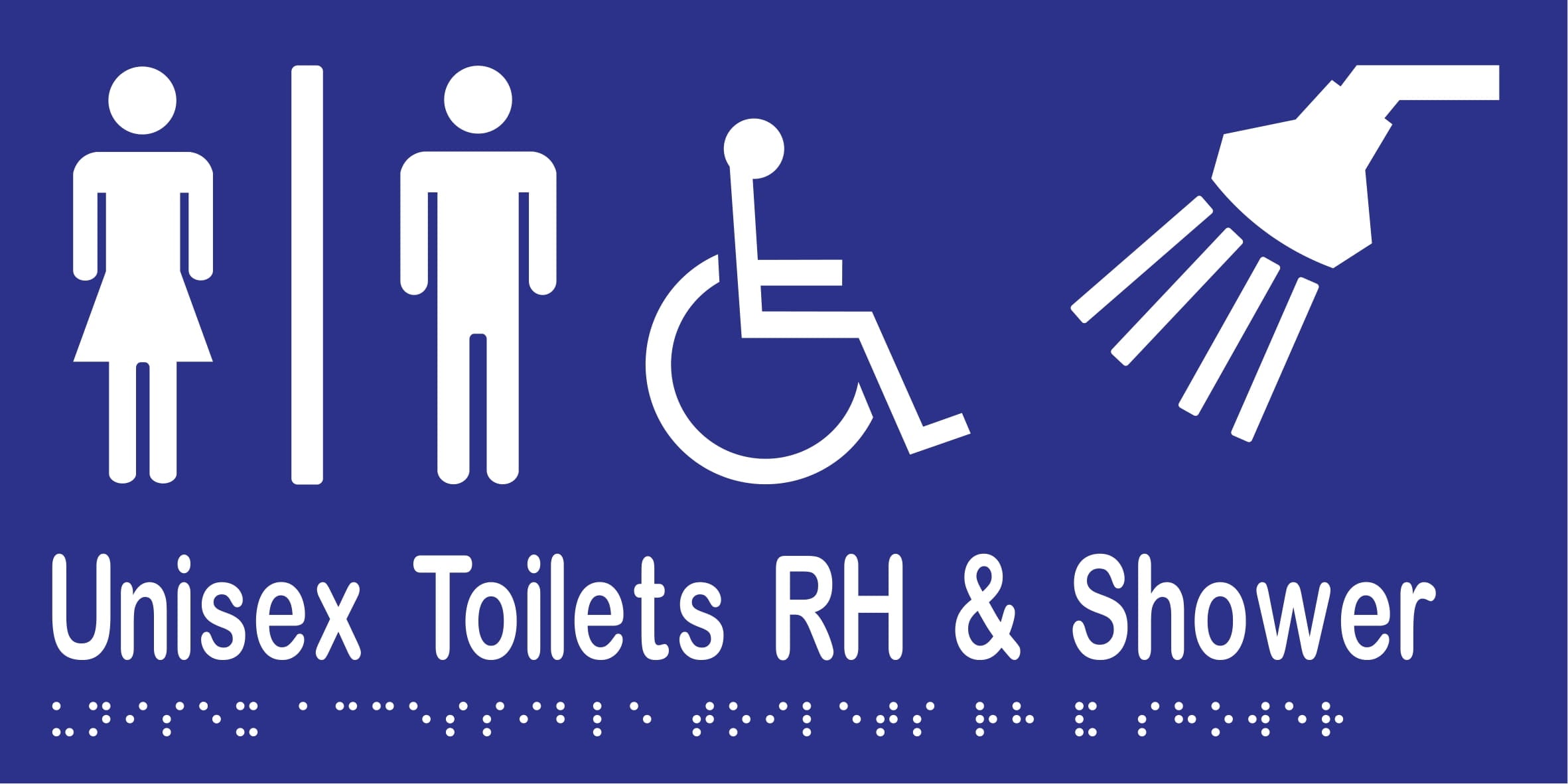 Unisex Accessible Toilet Divided RH & Shower Braille 300mmW x 150mmH