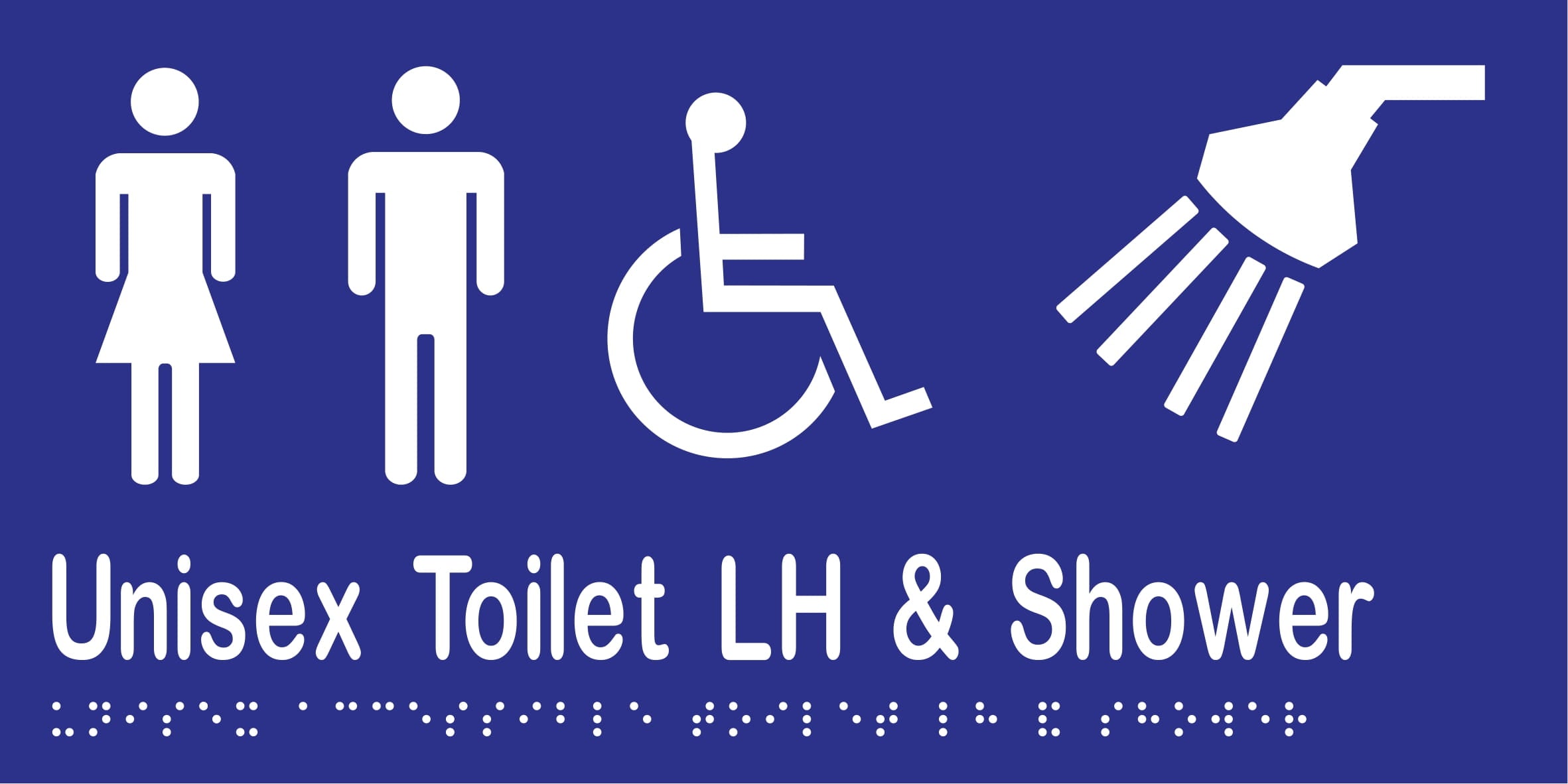 Unisex Accessible Toilet LH & Shower Braille 300mmW x 150mmH
