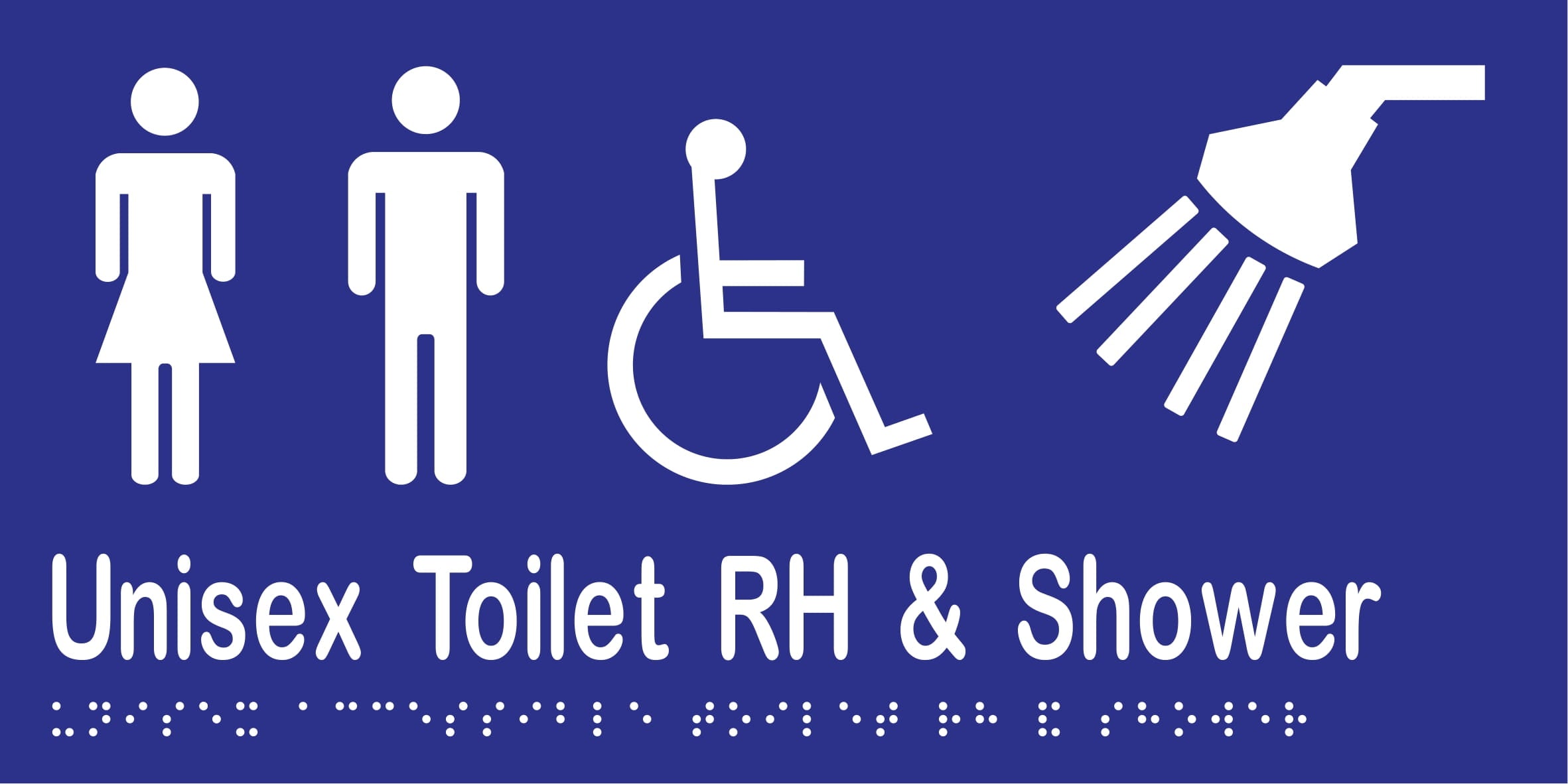 Unisex Accessible Toilet RH & Shower Braille 300mmW x 150mmH