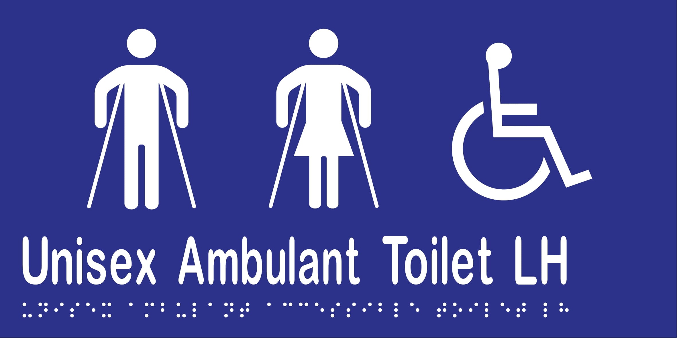 Unisex Ambulant Accessible Toilet LH Braille 300mmW x 150mmH