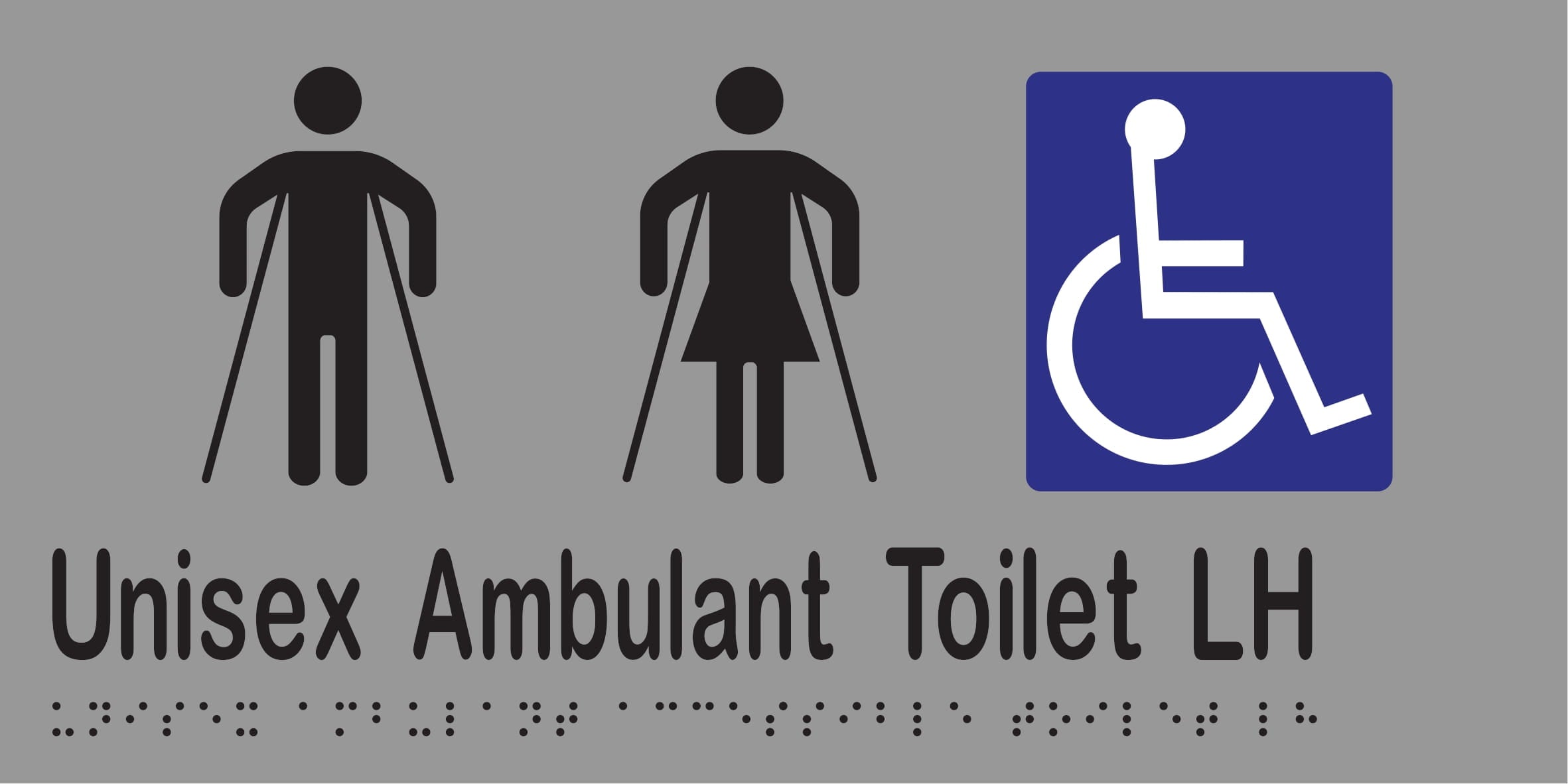 Unisex Ambulant Accessible Toilet LH Braille 300mmW x 150mmH