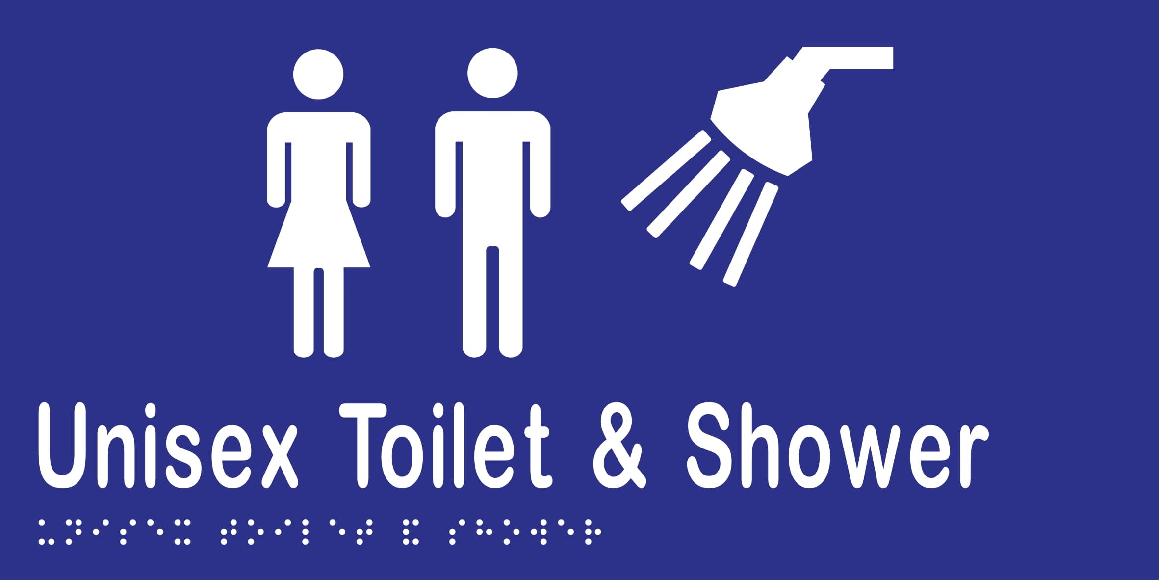 Unisex Toilet & Shower Braille 300mmW x 150mmH