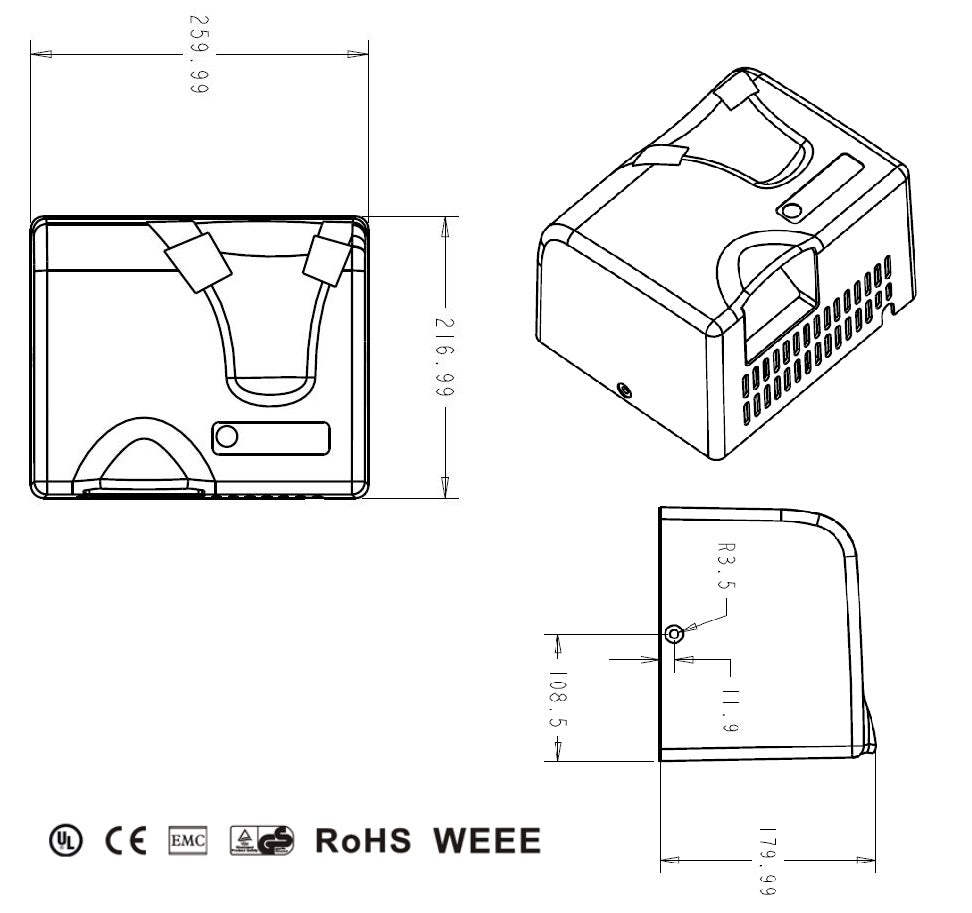 Automatic Operation ABS Hand Dryer in White