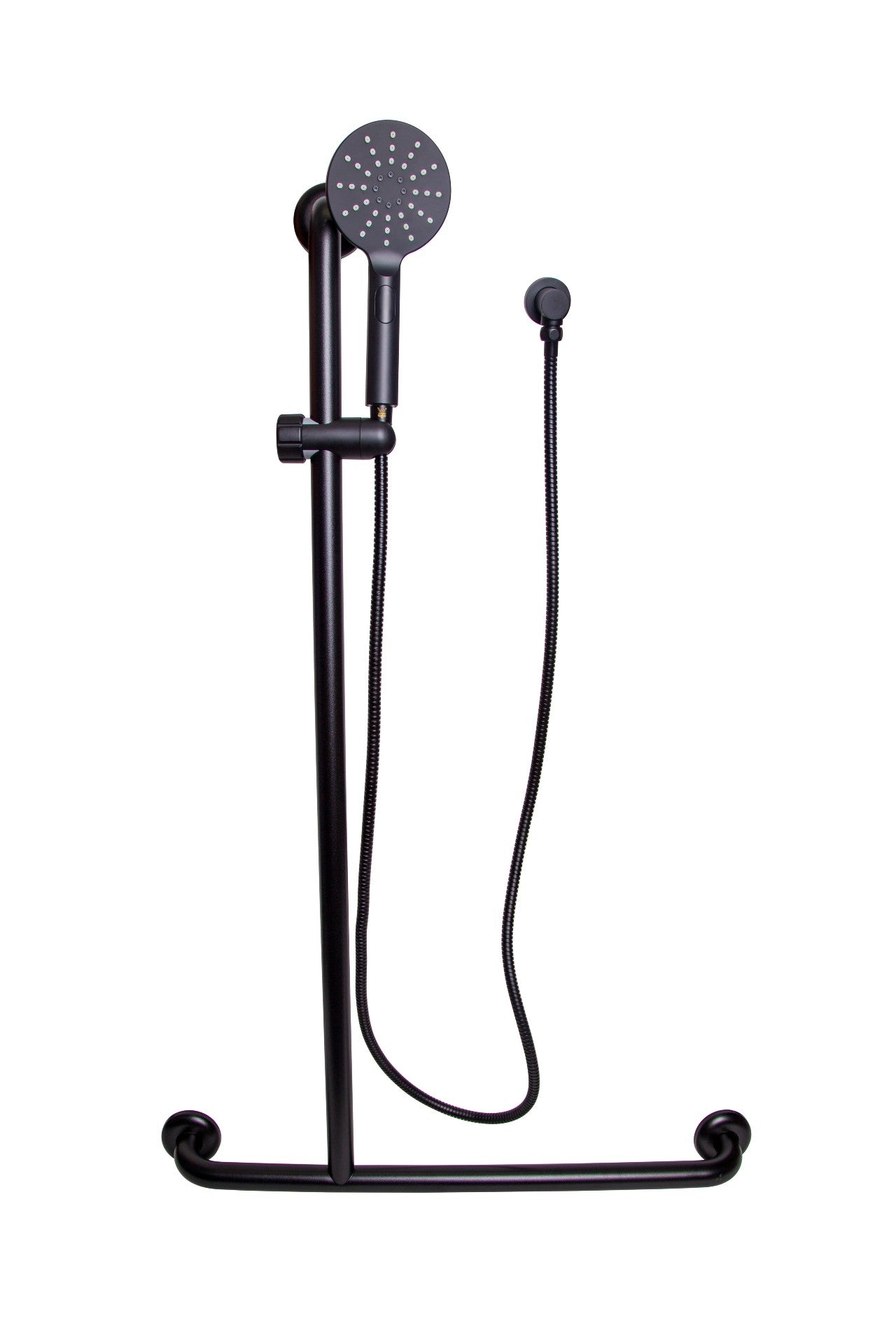 Offset Flush LH Mount Shower Grab Rail Kit in Designer Black