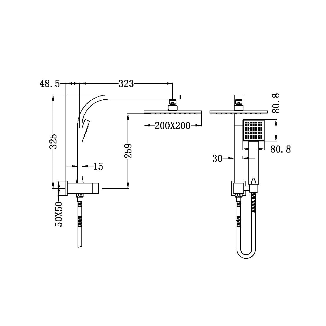 Dolce Square 2 in 1 Shower Set