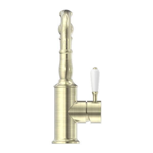 York Basin Mixer Hook Spout With White Porcelain Lever