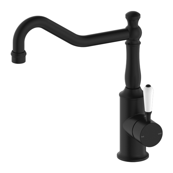 York Kitchen Mixer Hook Spout With White Porcelain Lever