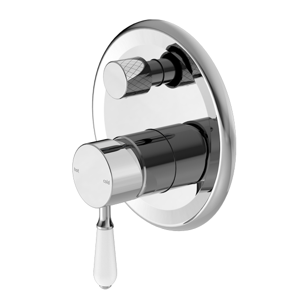 York Shower Mixer With Divertor With Porcelain Lever