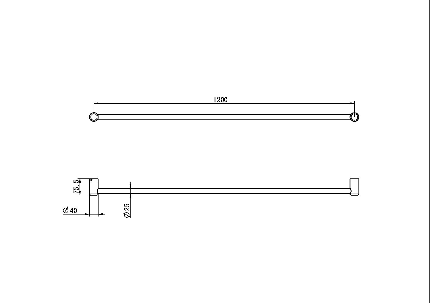 Mecca Care 25mm Grab Rail 1200mm