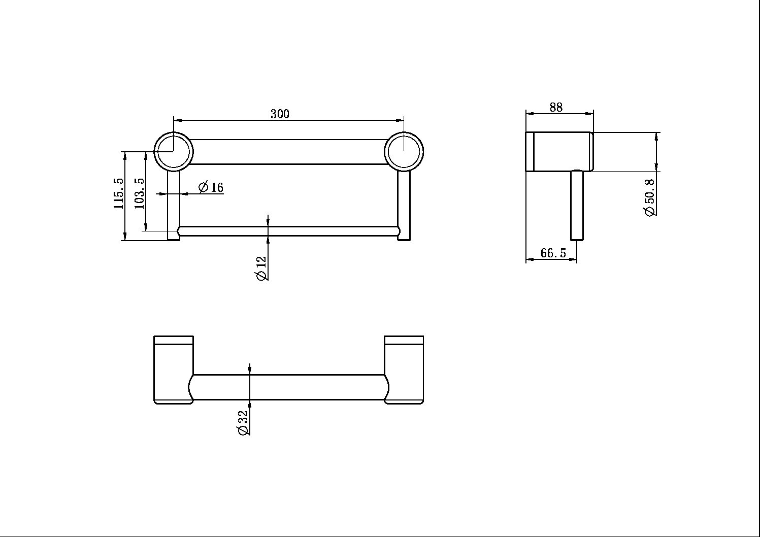 Mecca Care 32mm Grab Rail And Towel Rail 300mm