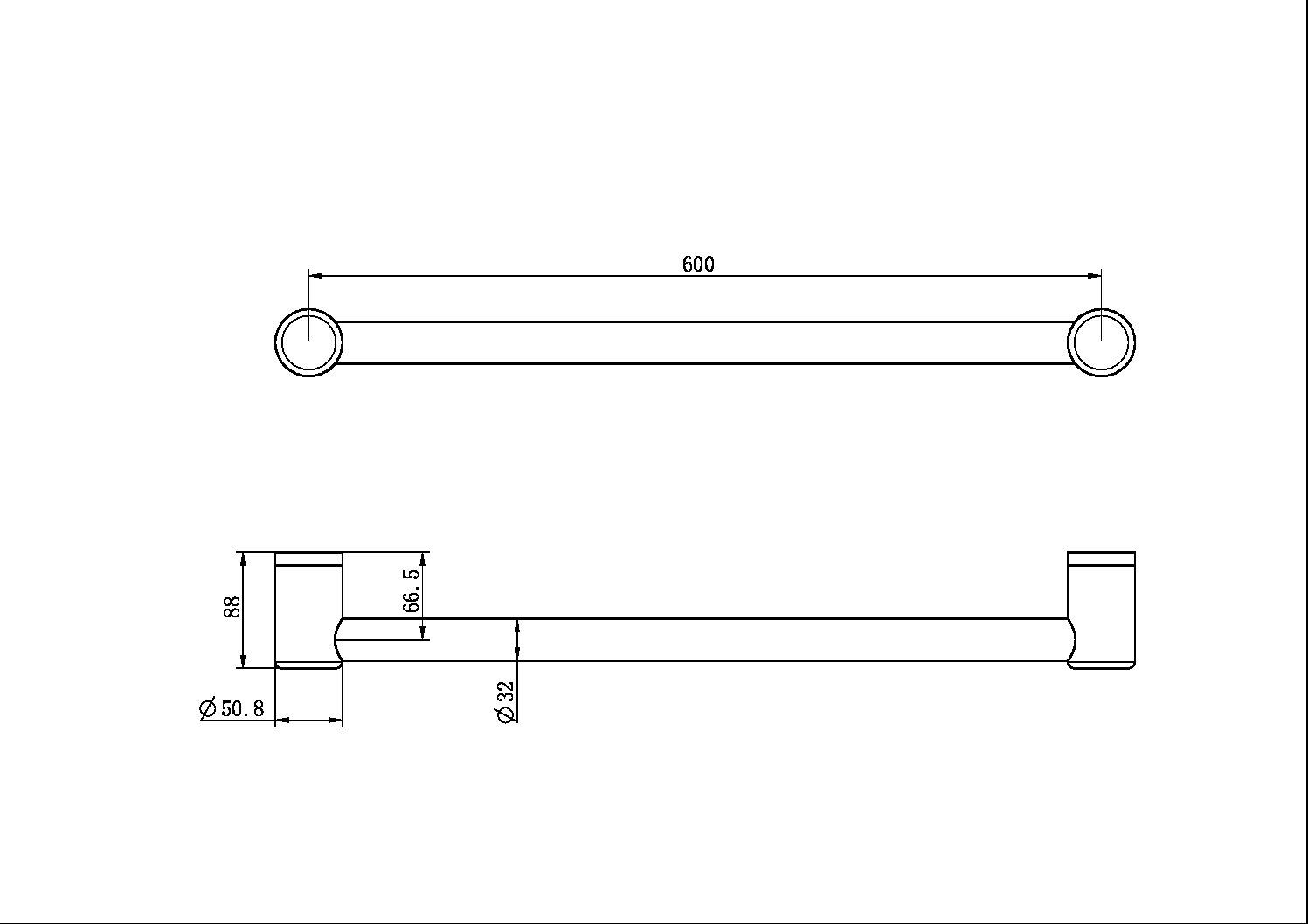 Mecca Care 32mm Grab Rail 600mm